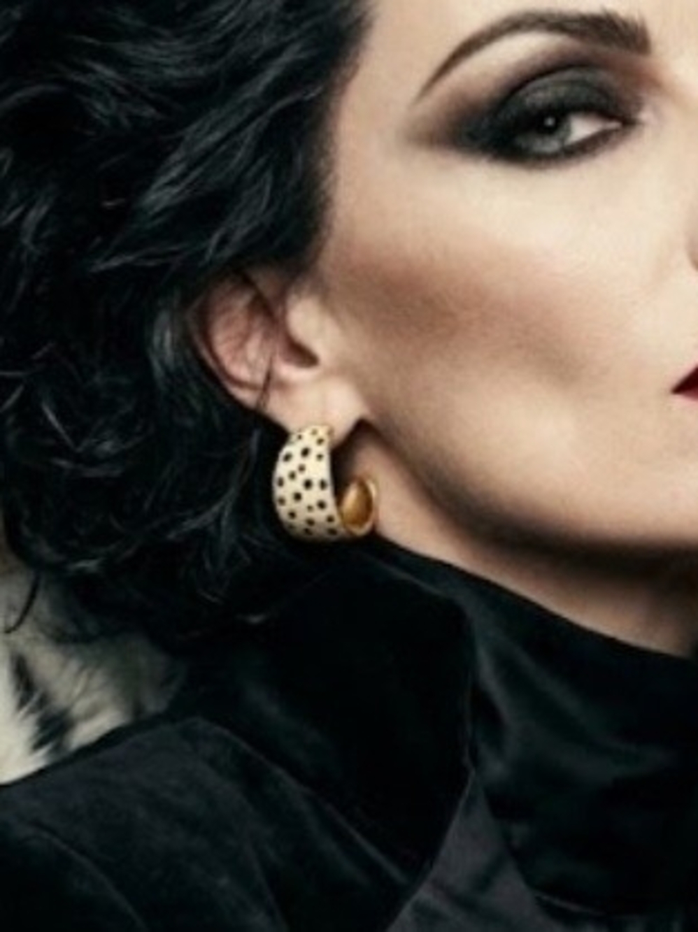 Cruella Devil Gold Polka Dot Hoop Earrings - Women Jewelry